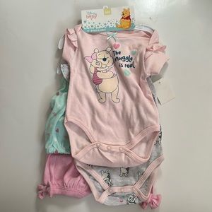 Disney - 6 mo 4-piece set. Short sleeve and shorts